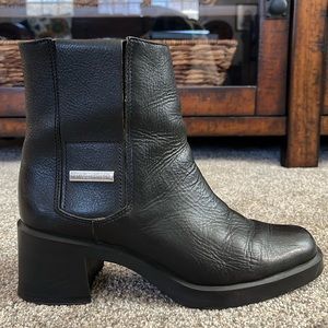 Harley Davidson Black Leather Short Wedge Boots